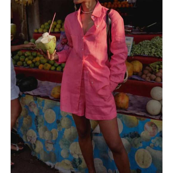 NEW SUMMER AWAY linen short in pink - Picture 5 of 6